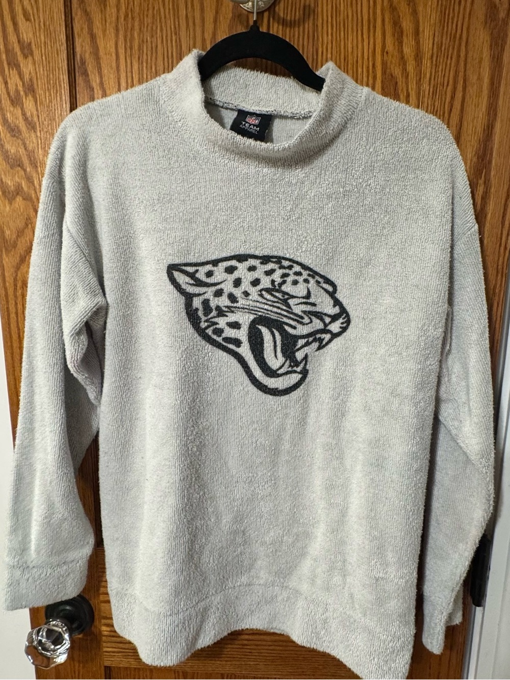 Jacksonville Jaguars NFL Crewneck Sweater in Light Gray - terry cloth material